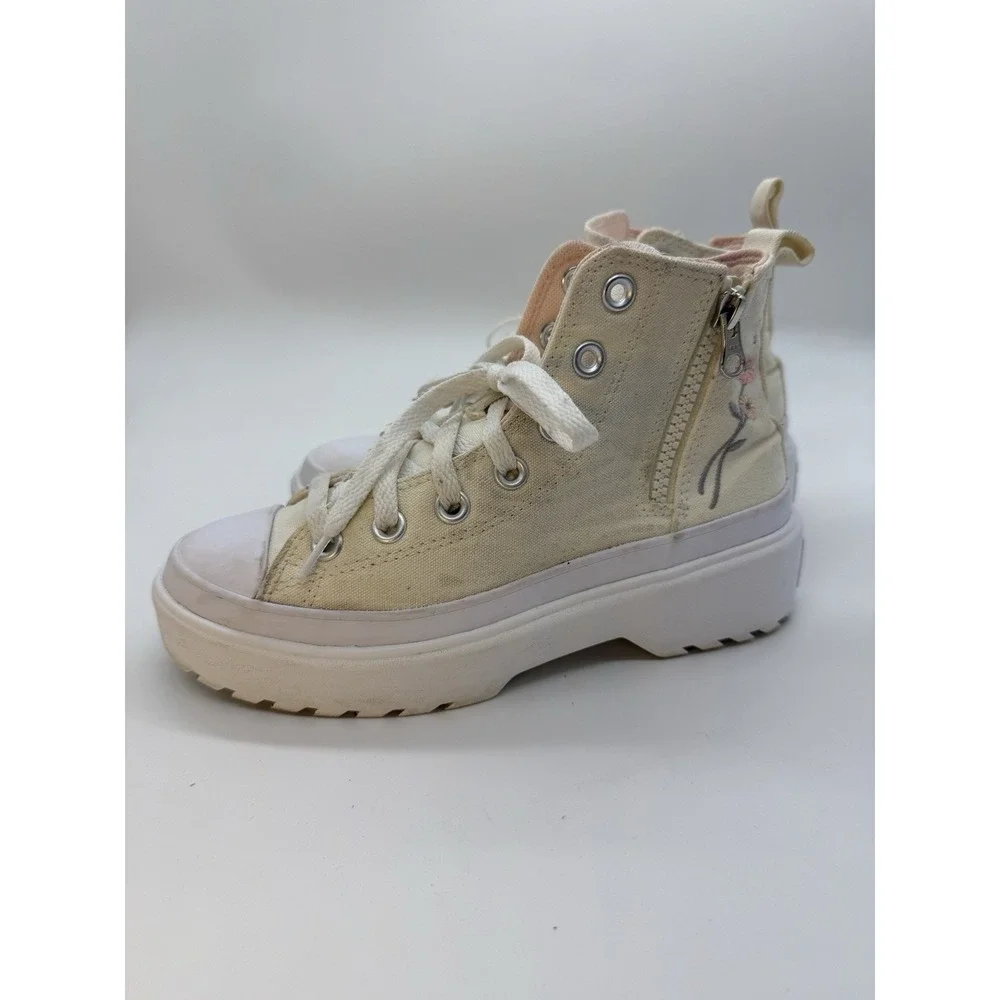 Chuck Taylor All Star Lugged Lift Platform Flowers Easy On Youth Sneakers Size 3